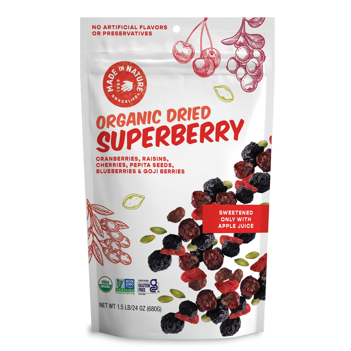 Made In Nature Organic Superberry Fruit Fusion – 24 oz Trail Mix, Non-GMO, Gluten Free