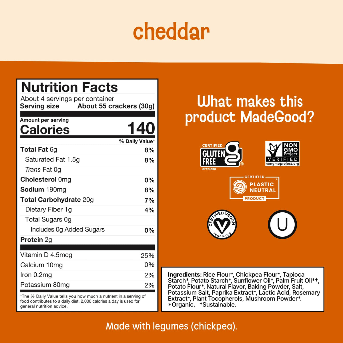 MadeGood Cheddar Star Puffed Crackers — Gluten Free, Organic Snack Pack (6 Bags, 4.26 oz Each)