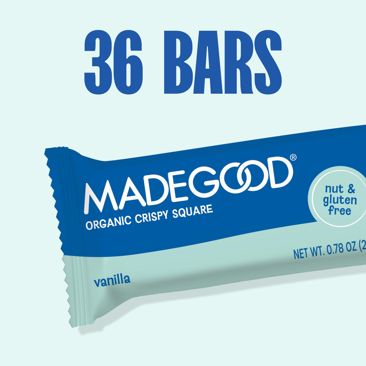 MadeGood Crispy Squares Vanilla – Gluten Free, Organic, Vegan Snack (36 Count)