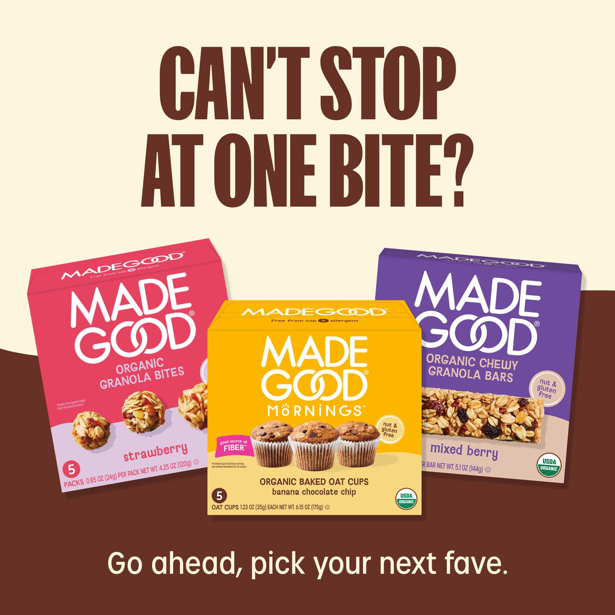 MadeGood Mornings Soft Baked Breakfast Bars – Chocolate Chip, Gluten Free, 30 Count