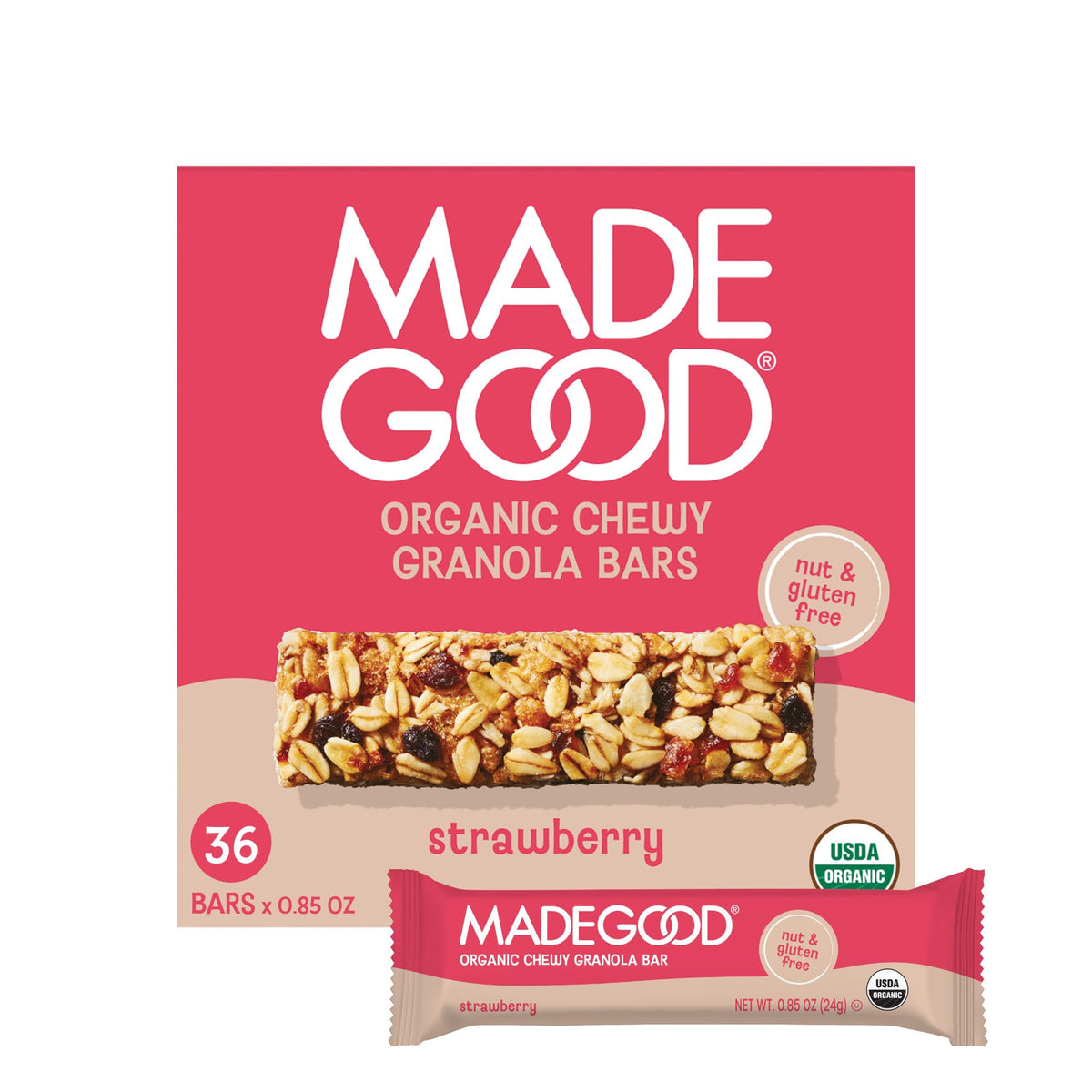 MadeGood Strawberry Granola Bars — Gluten-Free, Vegan, 36-Count