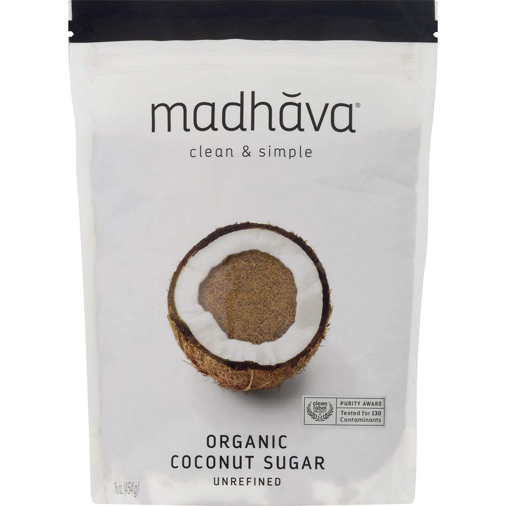 MADHAVA Organic Coconut Sugar (6-Pack, 16 oz) — Unrefined Natural Sweetener for Baking & Beverages