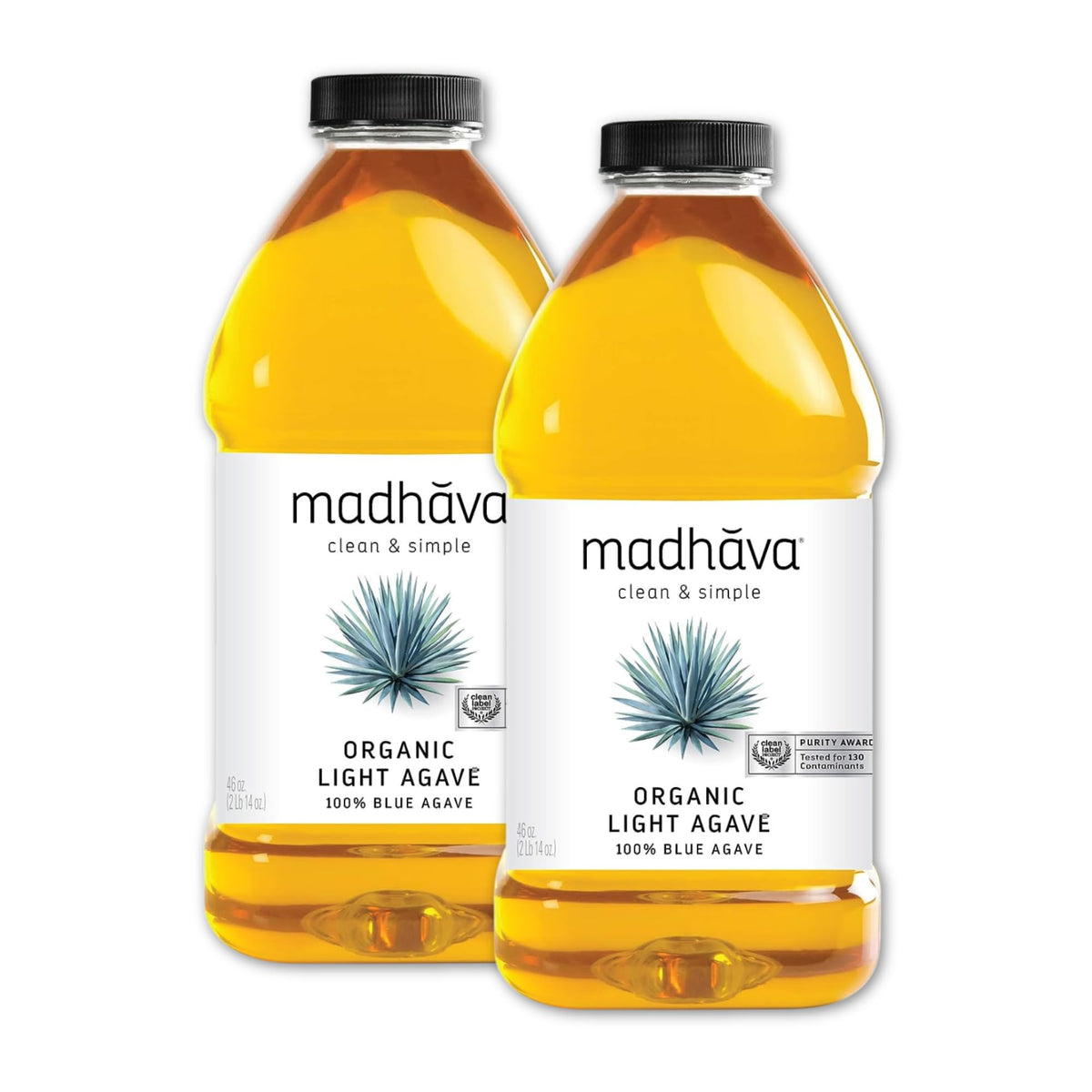 MADHAVA Organic Light Agave Nectar – 46 oz Pack of 2 | Pure Blue Agave Syrup, Vegan & Non-GMO