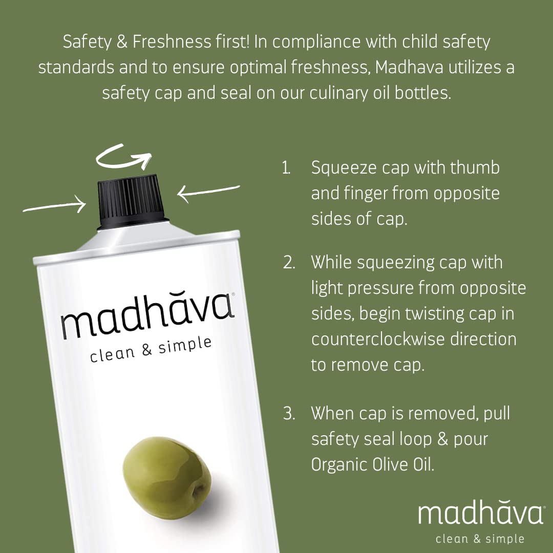 Madhava Organic Extra Virgin Olive Oil – 1L Tin, Single Source & Cold Extracted