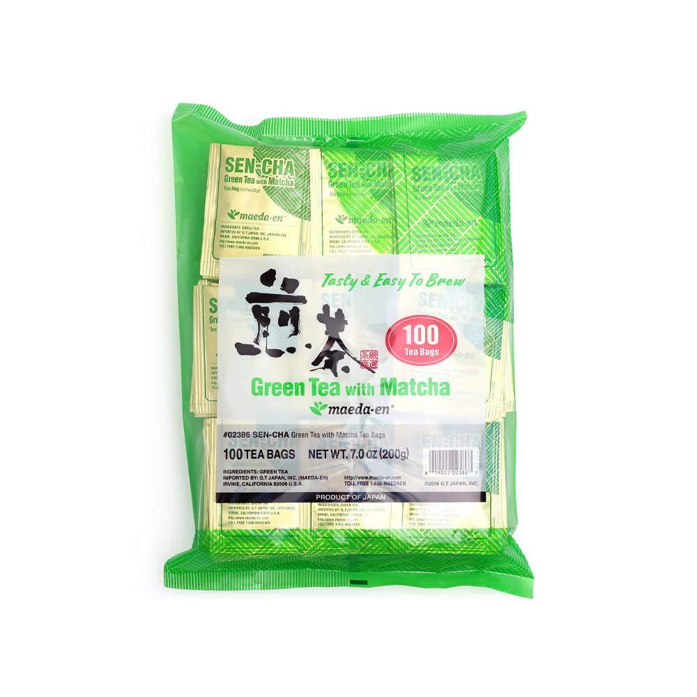 MAEDA-EN Sen-cha with Matcha Tea Bags – Japanese Green Tea, 100 Count