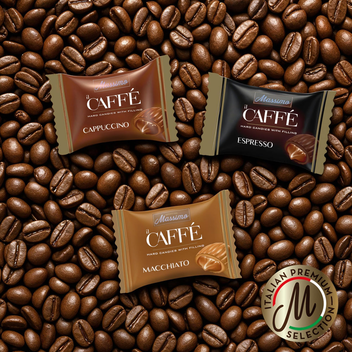 Maestro Massimo Assorted Coffee Candy – 2.2 lb Bulk Bag, 3mg Caffeine per Candy, Espresso, Macchiato & Cappuccino