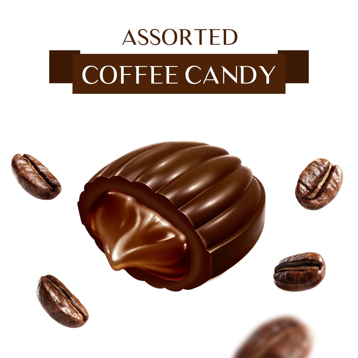 Maestro Massimo Assorted Coffee Candy – 2.2 lb Bulk Bag, 3mg Caffeine per Candy, Espresso, Macchiato & Cappuccino