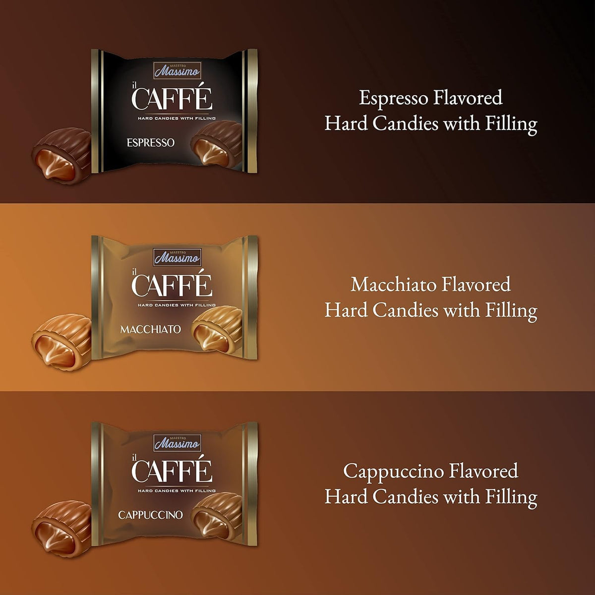 Maestro Massimo Assorted Coffee Candy – 2.2 lb Bulk Bag, 3mg Caffeine per Candy, Espresso, Macchiato & Cappuccino