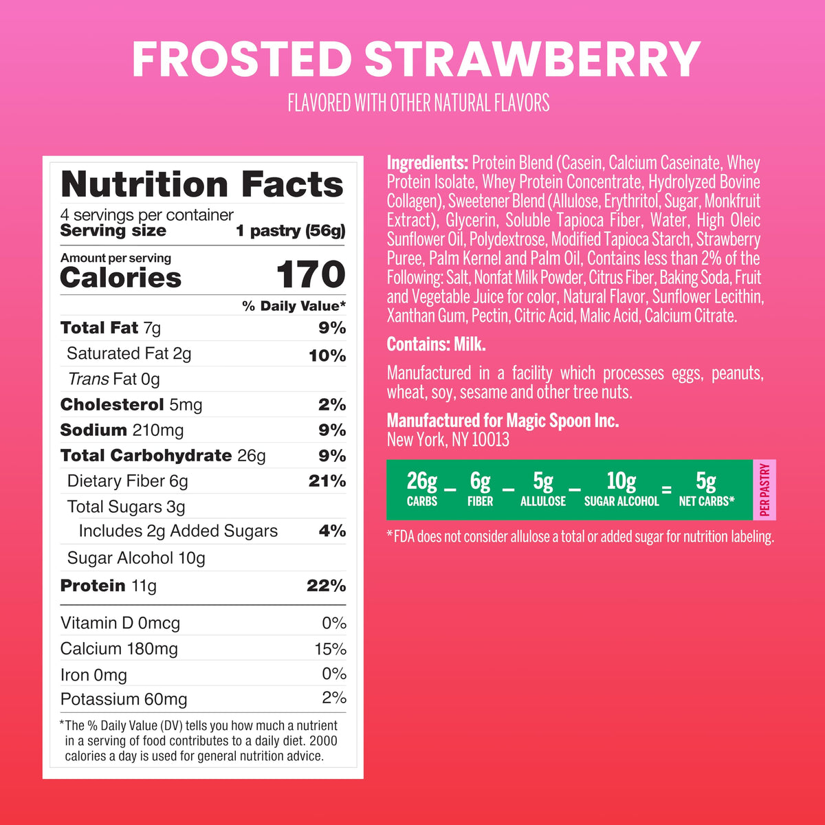 Magic Spoon Frosted Strawberry Pastries – 15g Protein, 4g Net Carbs, Gluten Free (3 Boxes)