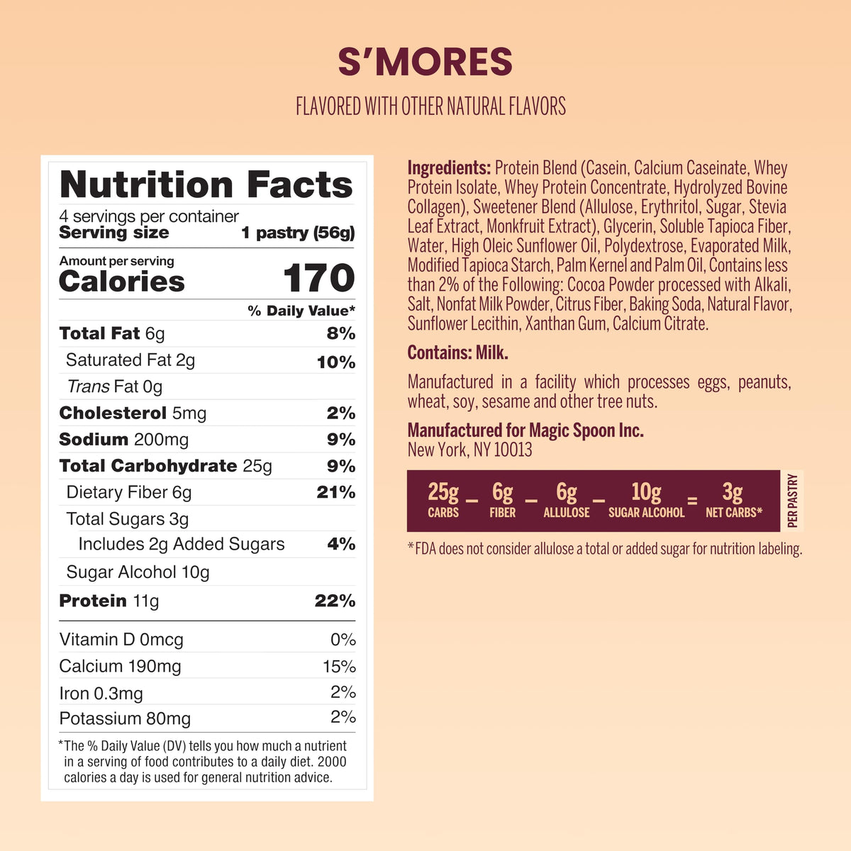 Magic Spoon High Protein Pastries, S'mores – 11g Protein, 6g Fiber, 5g Net Carbs, 3g Sugar – Gluten Free, Grain Free, Keto Friendly – 3 Boxes (12 Pastries Total)