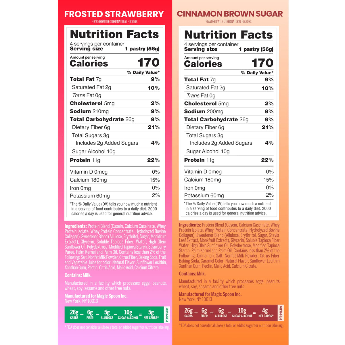 Magic Spoon High Protein Pastries – Strawberry & Cinnamon (11g Protein, 5g Net Carbs) – Gluten Free & Keto Friendly (2 Boxes)