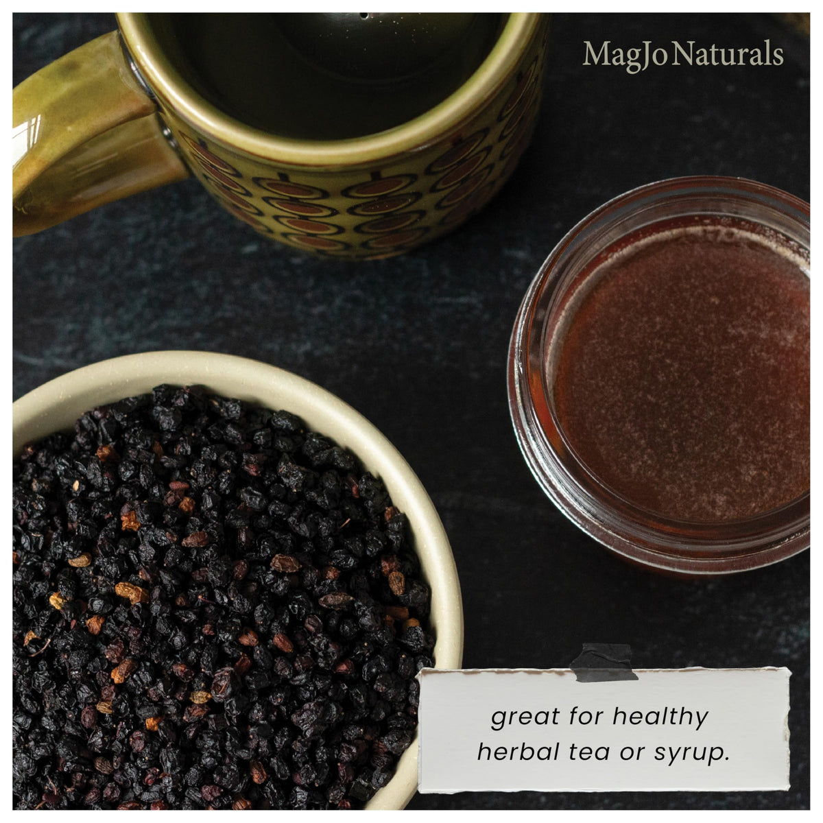 MagJo Wild Harvest Dried Elderberries - 1lb Bulk, Whole Black Elderberry (Non-Irradiated)