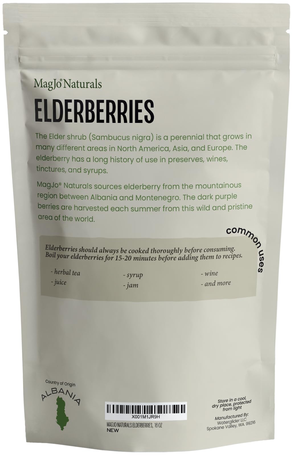 MagJo Wild Harvest Dried Elderberries - 1lb Bulk, Whole Black Elderberry (Non-Irradiated)