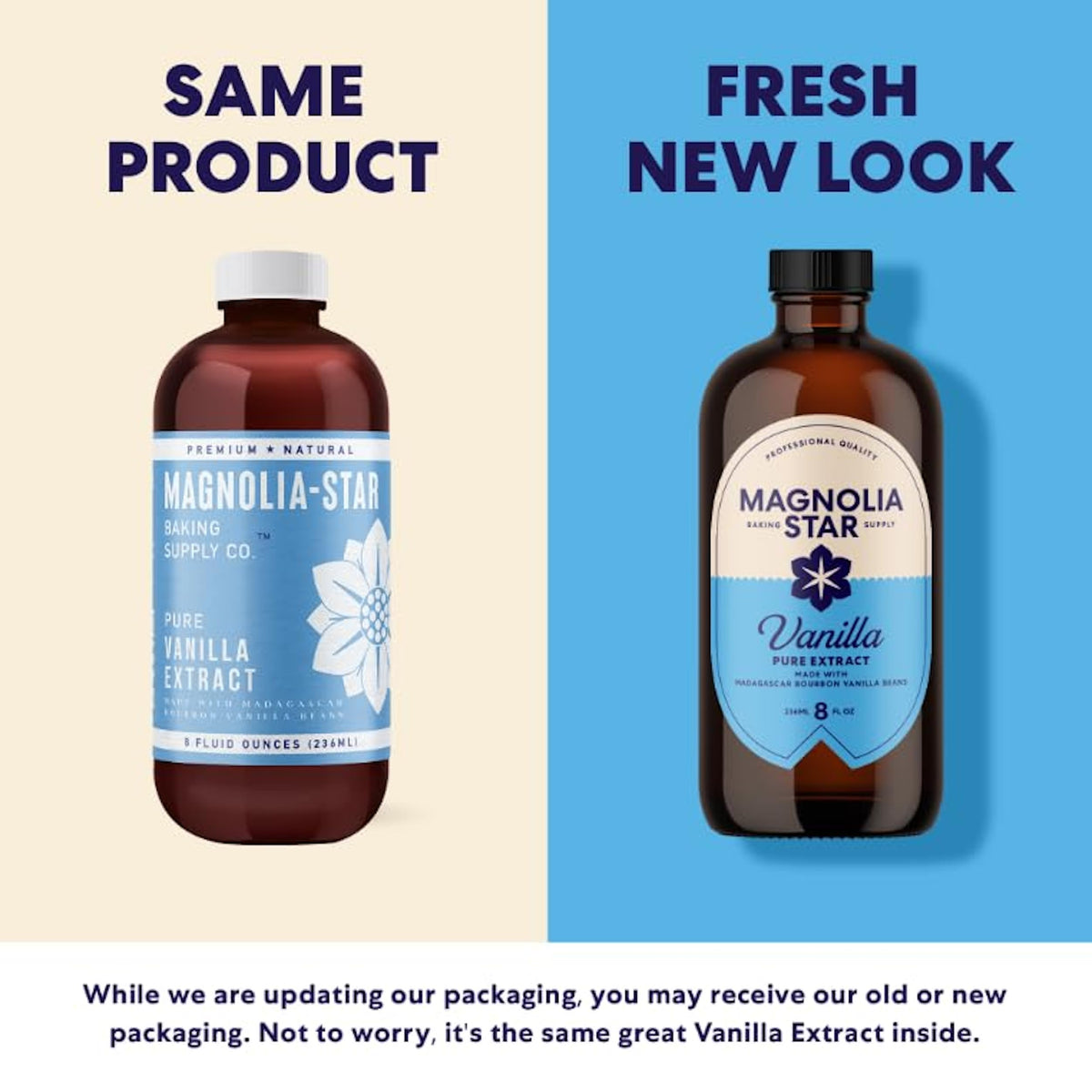 Magnolia-Star Pure Vanilla Extract – 16 oz (2 x 8 oz) Madagascar Bourbon Vanilla, Non-GMO & Gluten-Free