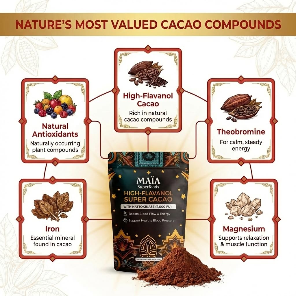 Maia Ceremonial Cacao | Super Cacao | High Flavanols for Healthy Blood Pressure & Gentle Energy | Theobromine