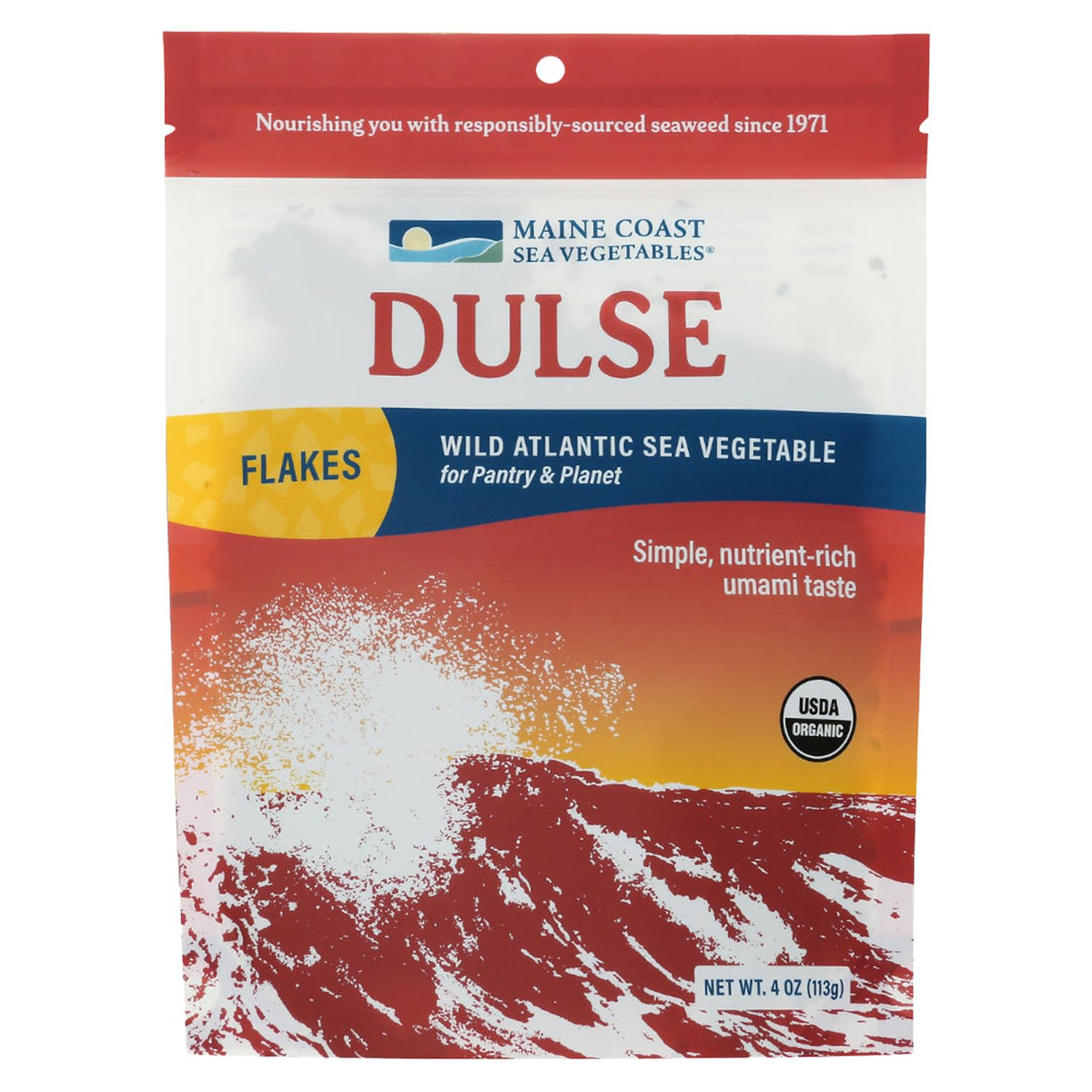 Maine Coast Sea Vegetables Organic Dulse Flakes | Seaweed Snacks Rich in Iodine & Minerals | 4 oz