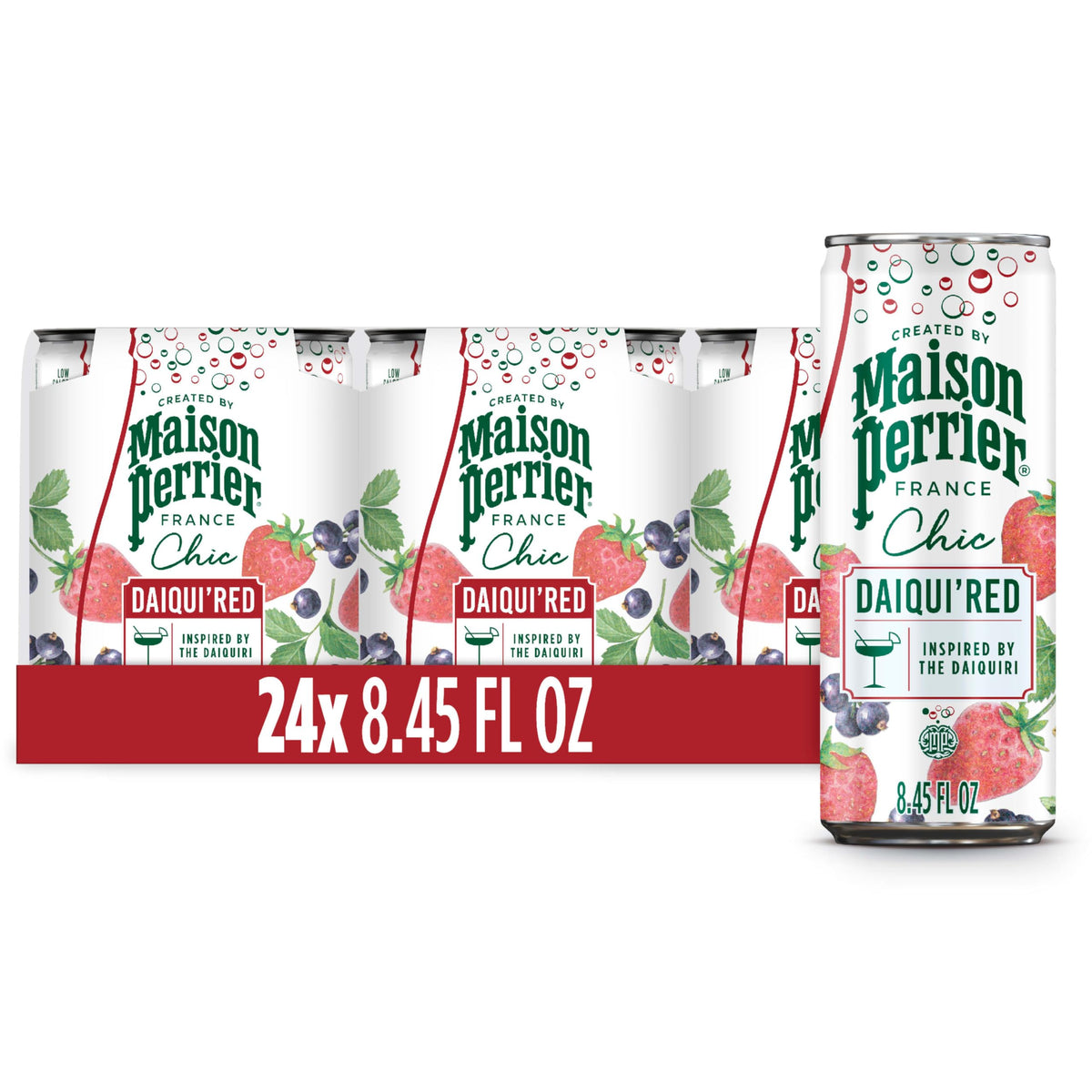 Maison Perrier Chic Daiqui’Red Strawberry & Red Fruits Sparkling Mocktail – Low Calorie 24-Pack