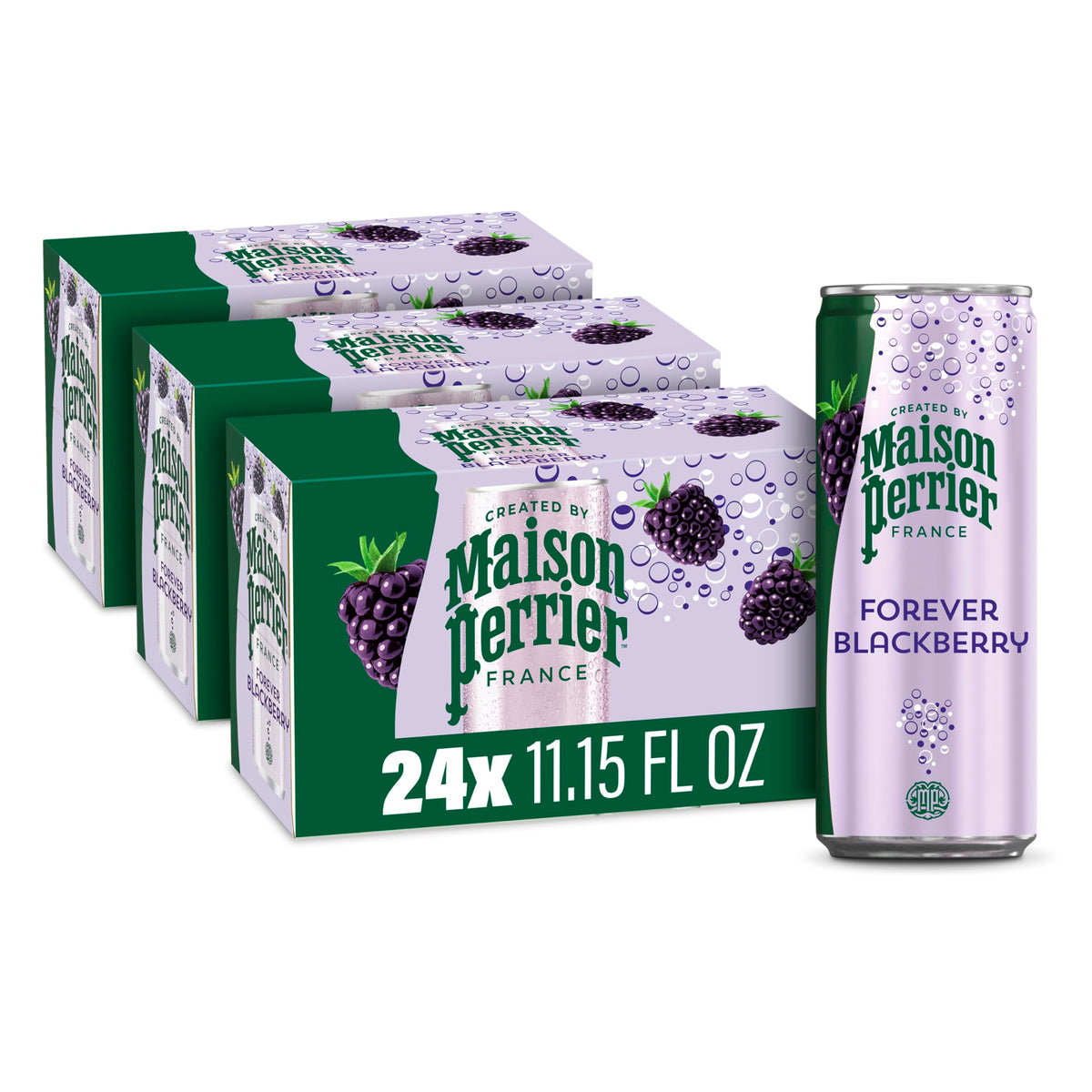 Maison Perrier Forever Blackberry Sparkling Water – 3-Pack, 11.15 oz Cans, Zero Calories
