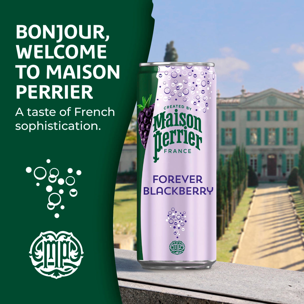 Maison Perrier Forever Blackberry Sparkling Water – 3-Pack, 11.15 oz Cans, Zero Calories