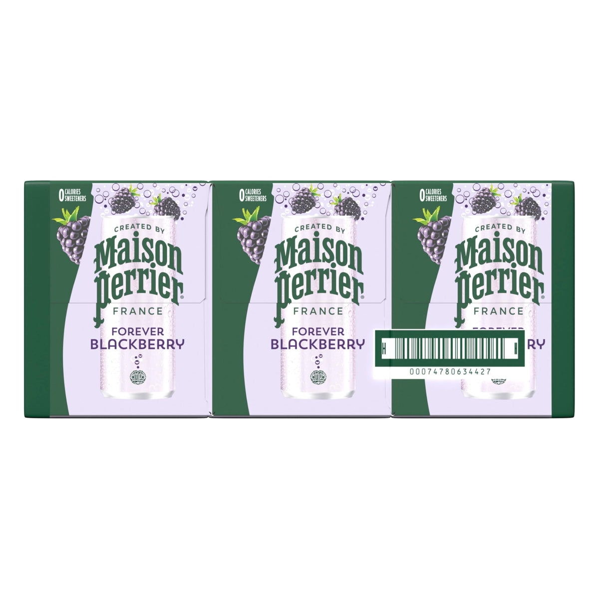 Maison Perrier Forever Blackberry Sparkling Water – 3-Pack, 11.15 oz Cans, Zero Calories