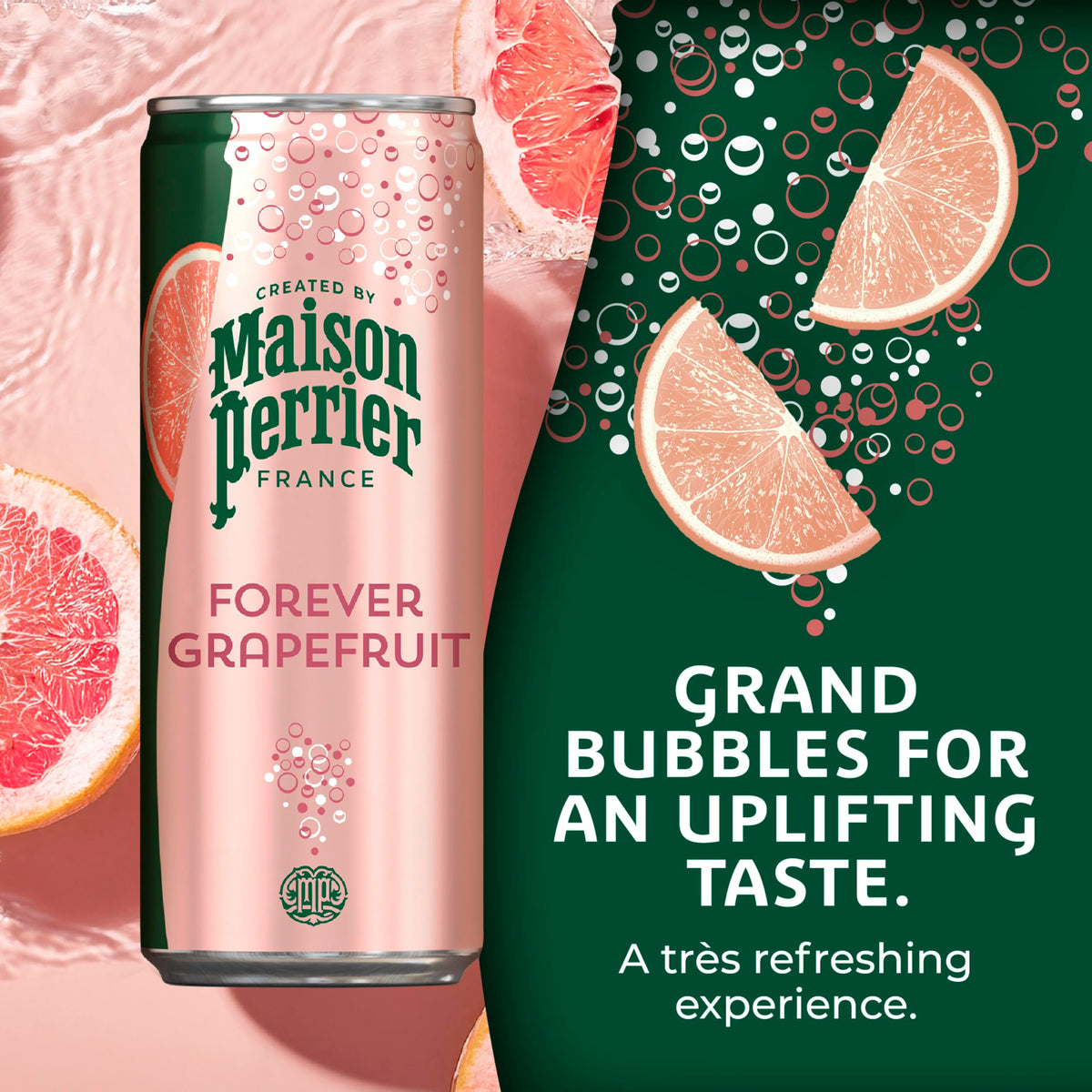 Maison Perrier Forever Grapefruit Sparkling Water - 11.15 fl oz Cans, 3-Pack (24 Cans), Zero Calories