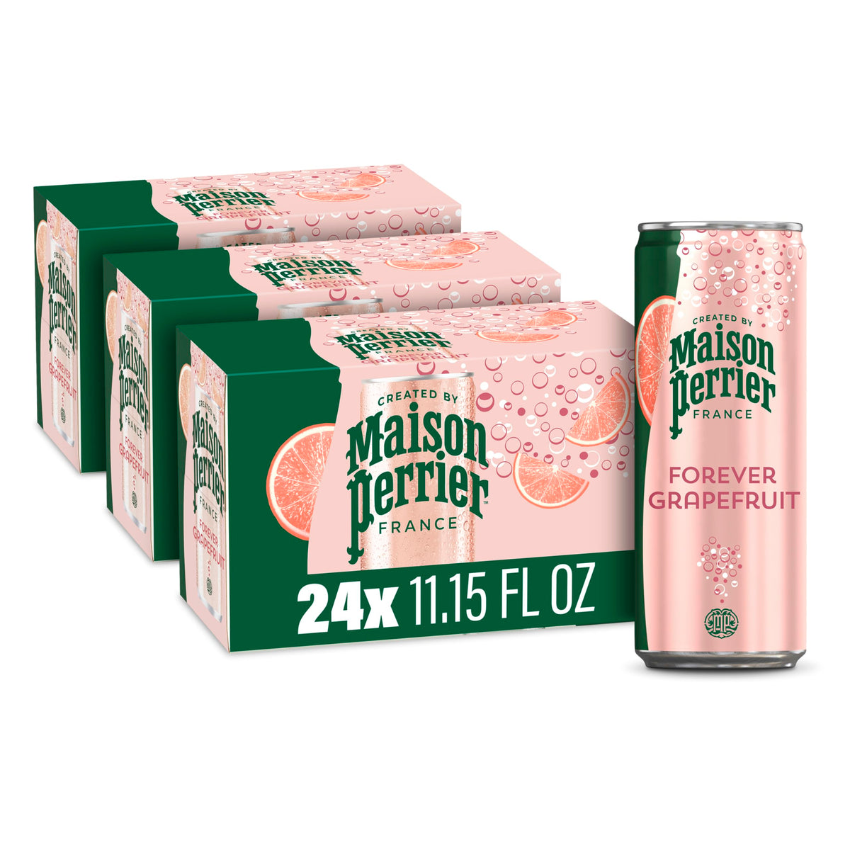 Maison Perrier Forever Grapefruit Sparkling Water - 11.15 fl oz Cans, 3-Pack (24 Cans), Zero Calories