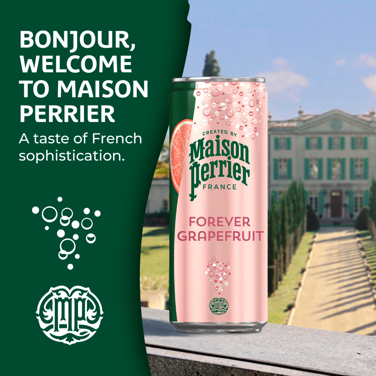 Maison Perrier Forever Grapefruit Sparkling Water - 11.15 fl oz Cans, 3-Pack (24 Cans), Zero Calories