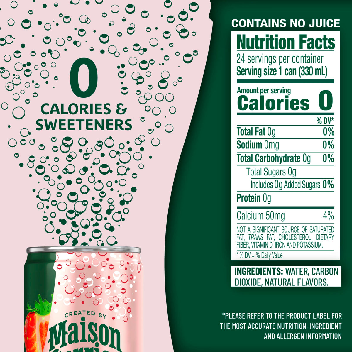 Maison Perrier Forever Strawberry Sparkling Water — 11.15 fl oz Cans, 3-Pack (24 Cans) – Zero Calorie, Naturally Flavored
