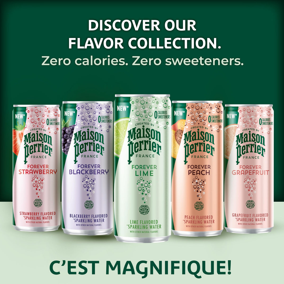 Maison Perrier Forever Strawberry Sparkling Water — 11.15 fl oz Cans, 3-Pack (24 Cans) – Zero Calorie, Naturally Flavored