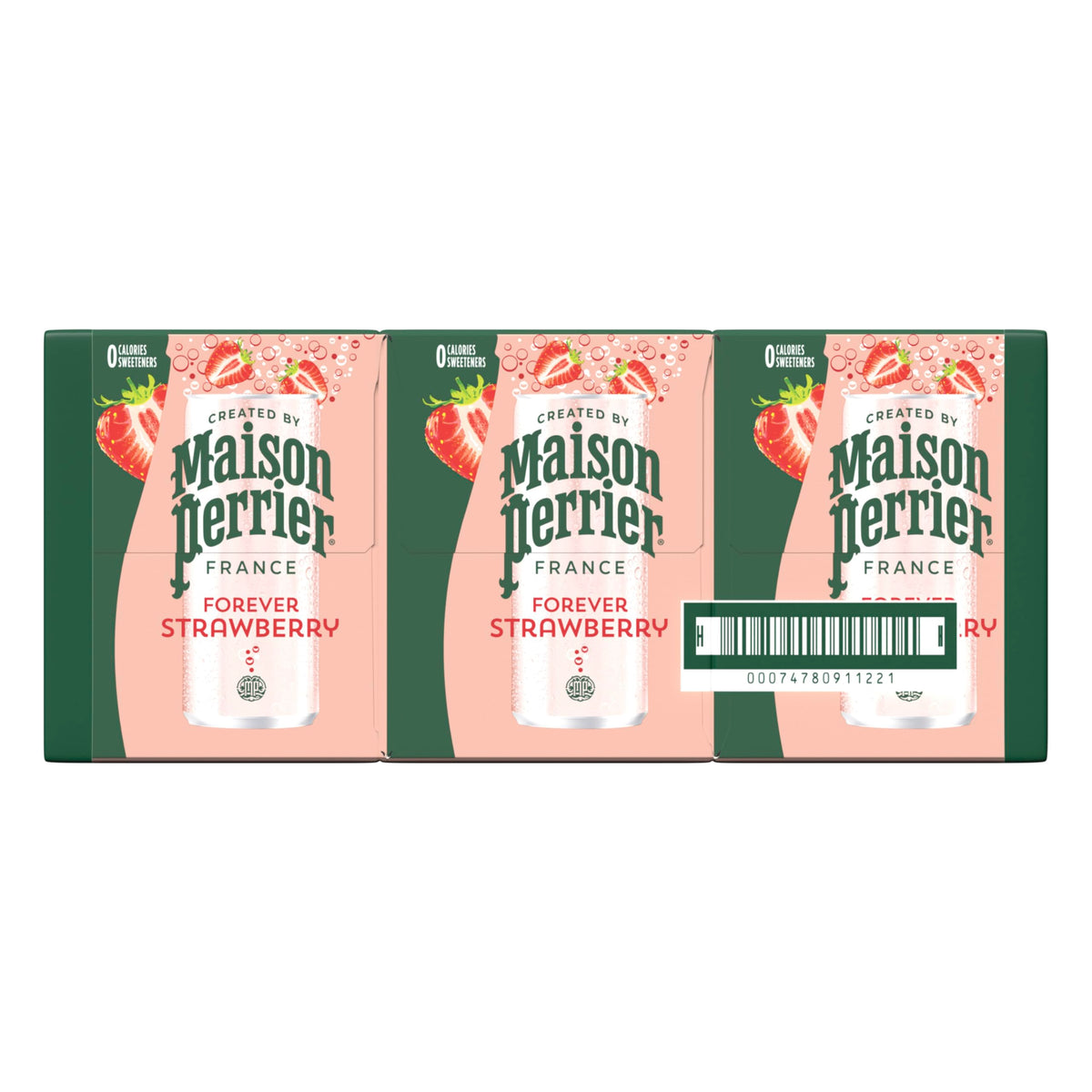 Maison Perrier Forever Strawberry Sparkling Water — 11.15 fl oz Cans, 3-Pack (24 Cans) – Zero Calorie, Naturally Flavored
