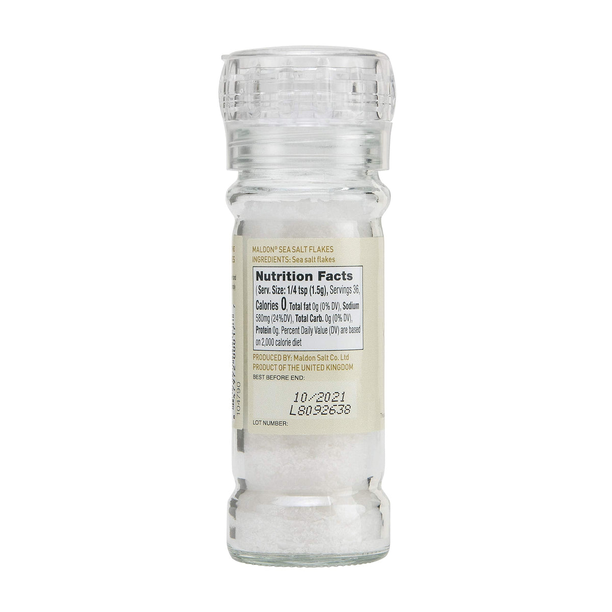 Maldon Sea Salt Grinder 55 g – Refillable, Adjustable, Pyramid Crystals | Kosher & Natural