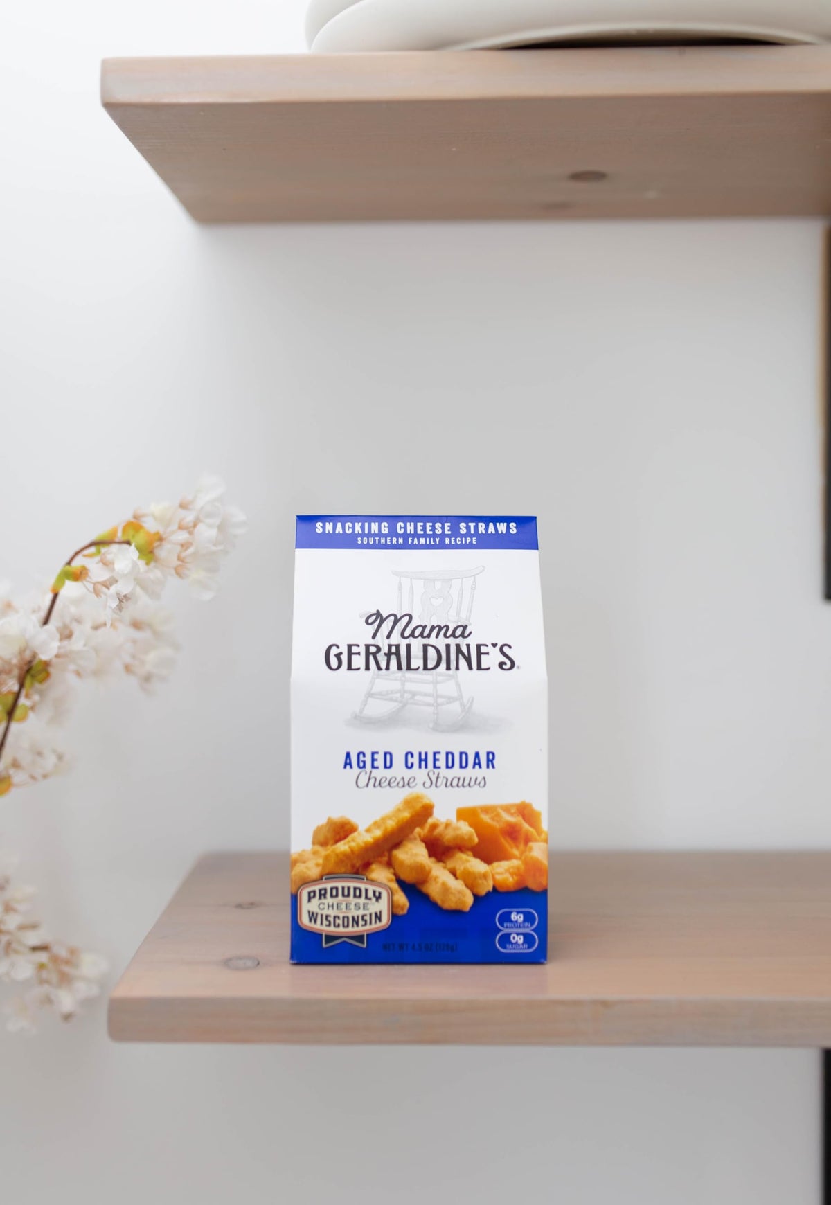 Mama Geraldine's Aged Cheddar Cheese Straws – Protein-Packed, Zero Sugar, Low-Carb Snack (4 x 4.5 oz)