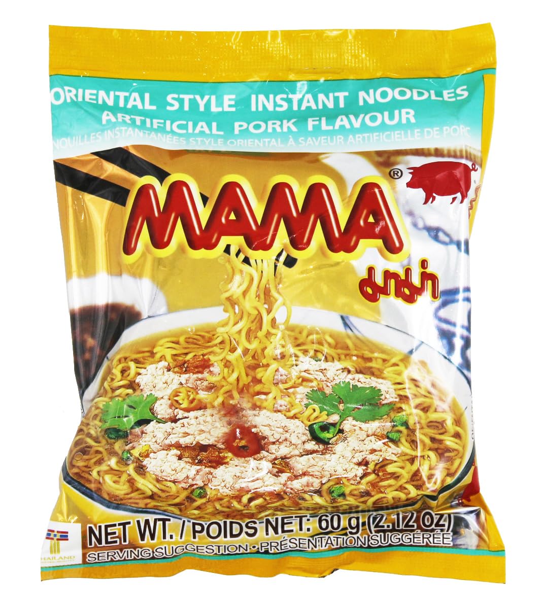 MAMA Instant Noodles Pork Flavor – 60g per Bag, 30-Pack