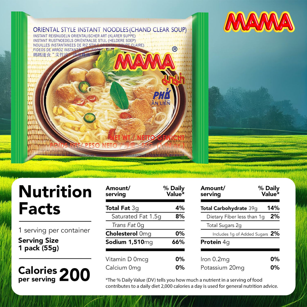 MAMA Noodles Chand Clear Soup – Hot & Spicy Thai Instant Noodles, 30 Pack, Low Calorie, No Trans Fat