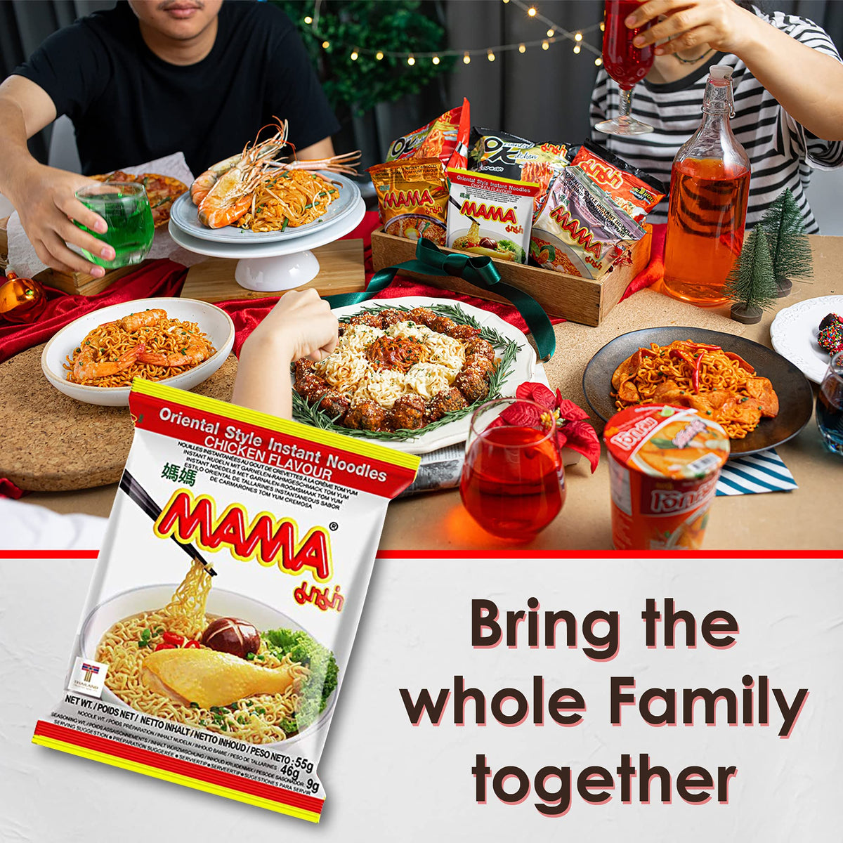 MAMA Noodles CHICKEN Instant Spicy Noodles – Thai Flavor, Air-Dried, No Trans Fat | 30 Pack