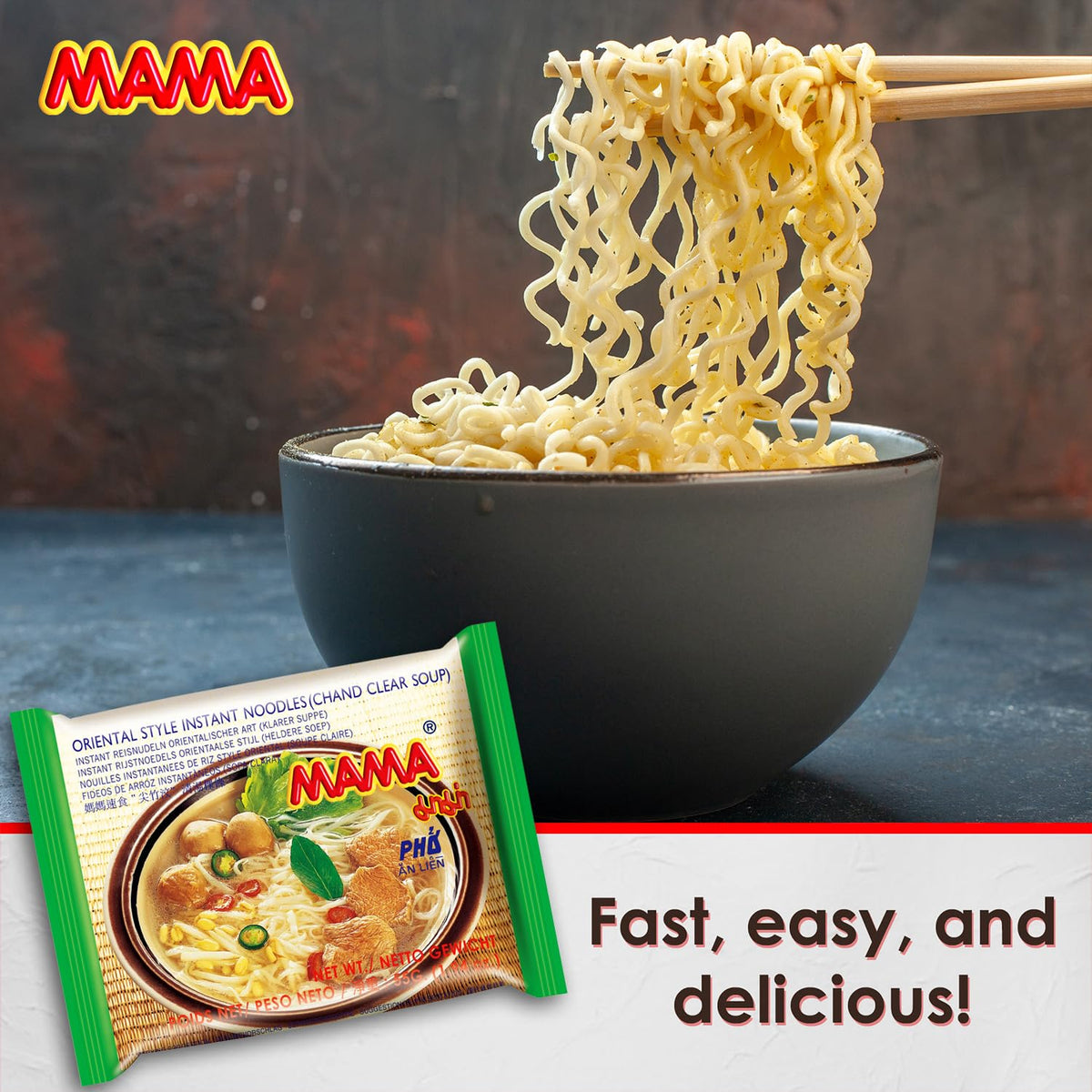 MAMA Noodles Chand Clear Soup – Hot & Spicy Thai Instant Noodles, 30 Pack, Low Calorie, No Trans Fat