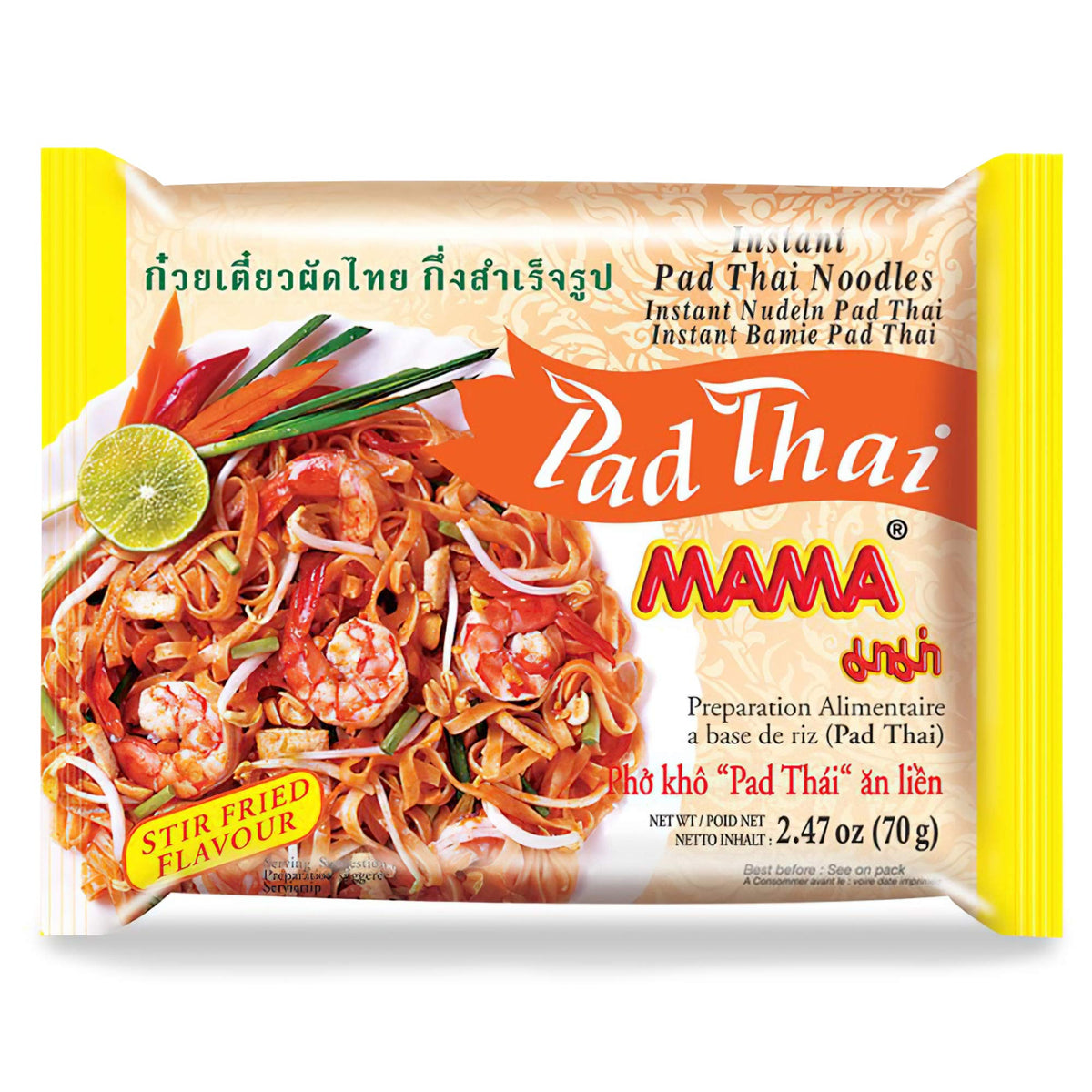 MAMA Pad Thai Noodles – Spicy Instant Noodles, 30-Pack, No Trans Fat