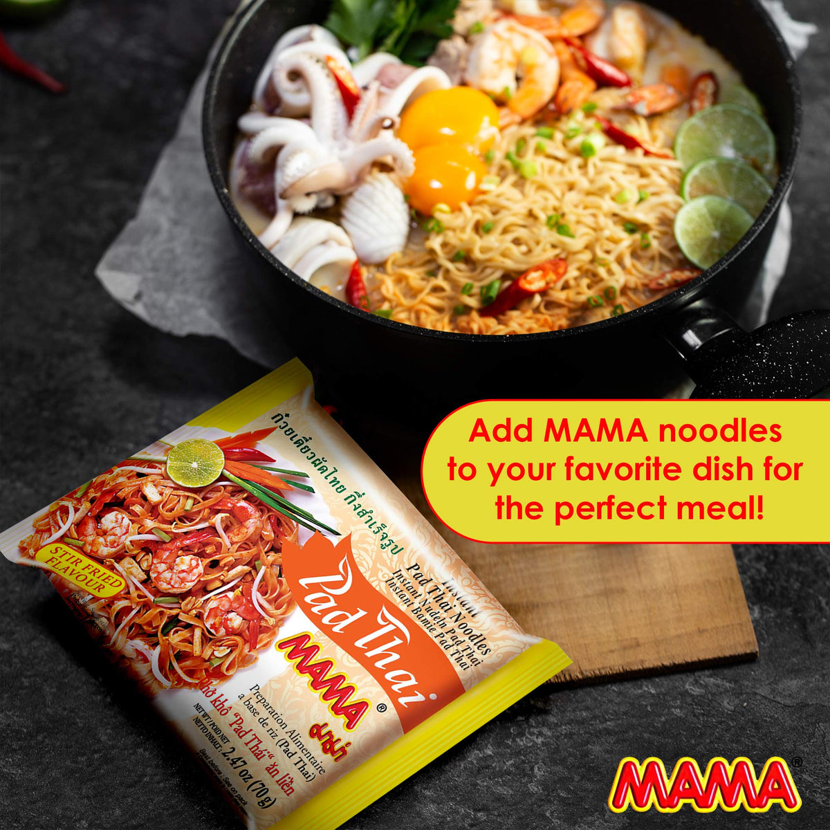 MAMA Pad Thai Noodles – Spicy Instant Noodles, 30-Pack, No Trans Fat