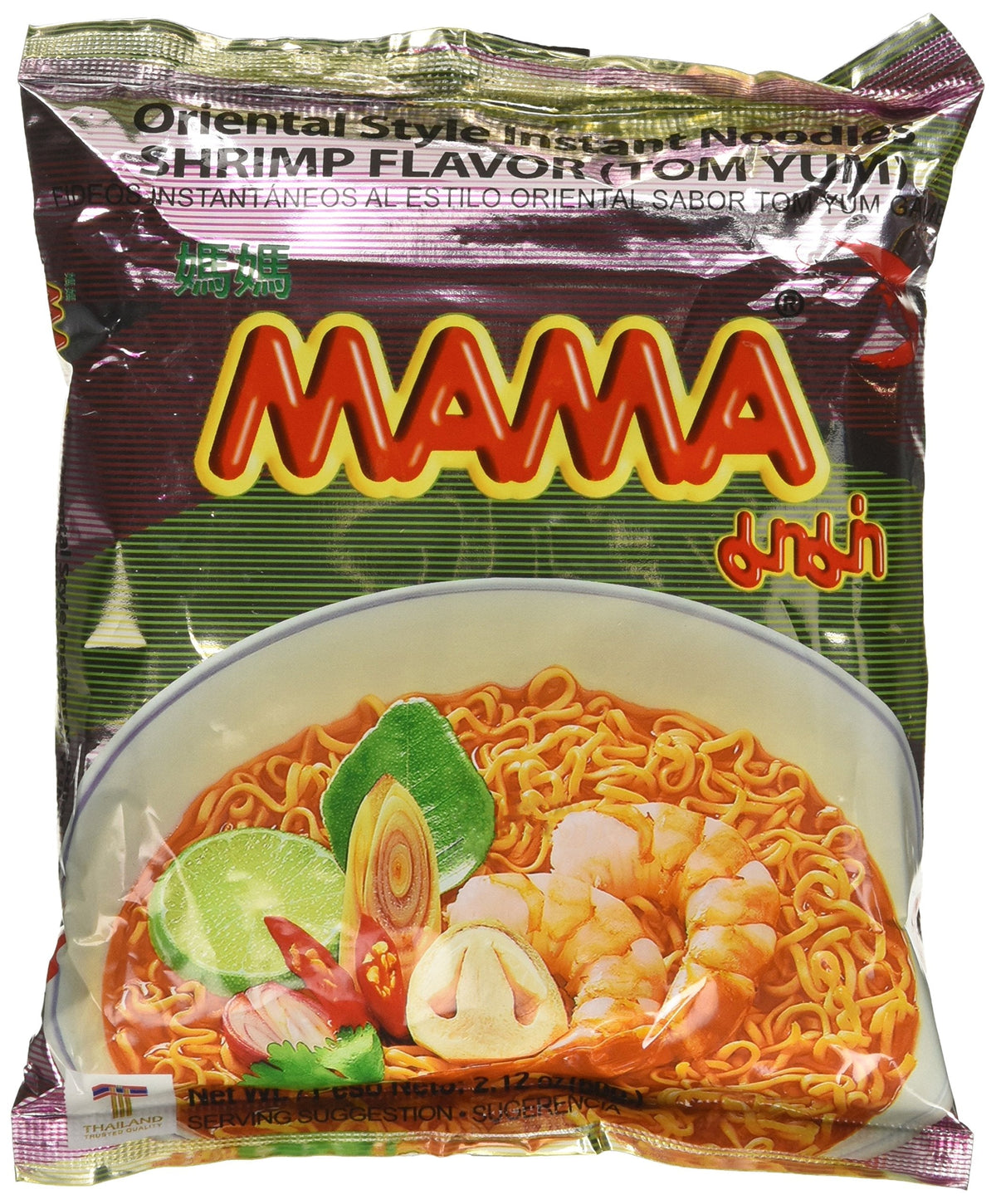 MAMA Noodles Shrimp Tom Yum – Hot & Spicy Instant Noodles, No Trans Fat (30 Pack)