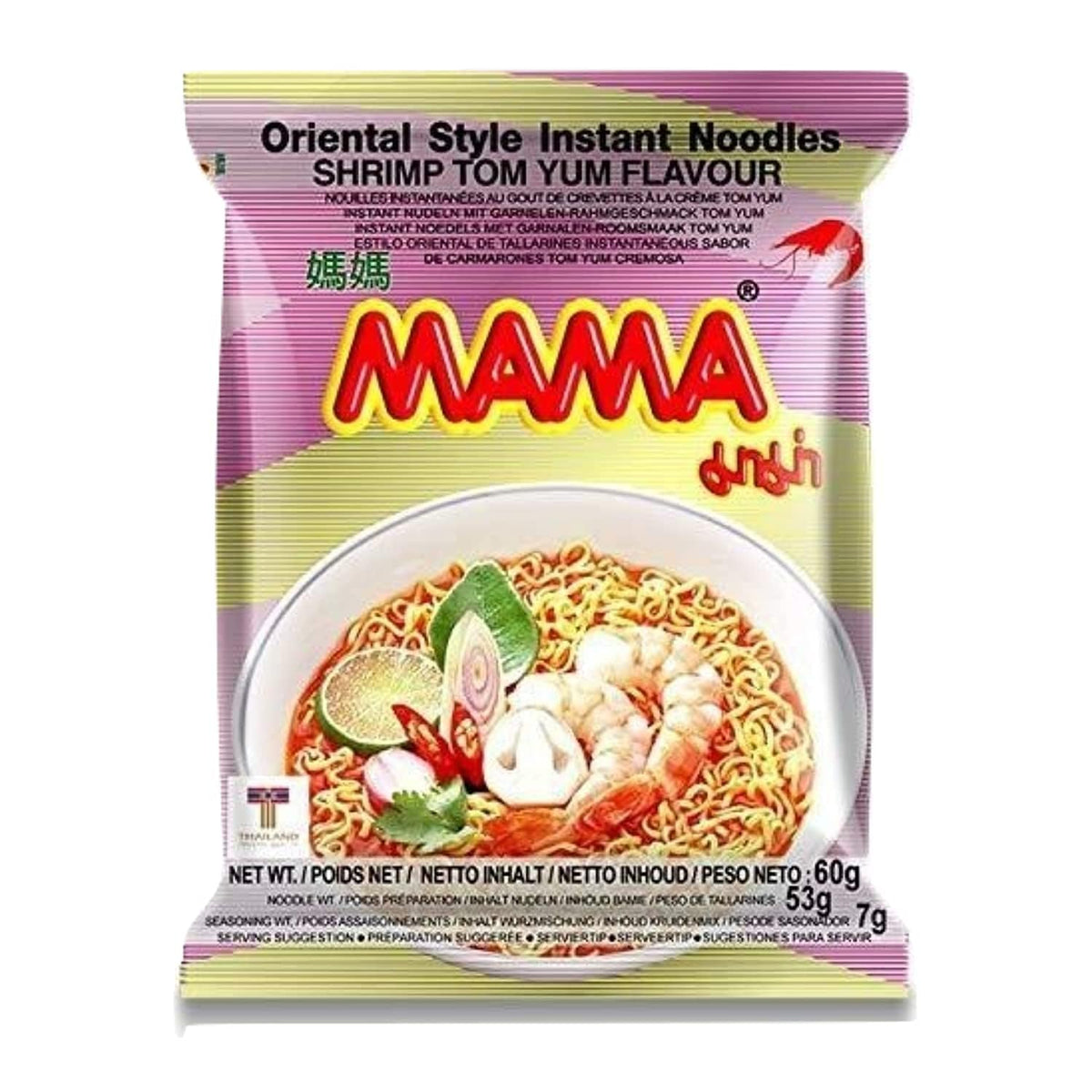 Mama Ramen Thai Noodle – 24 Bags, 4 Flavors + Long Handle Spoon