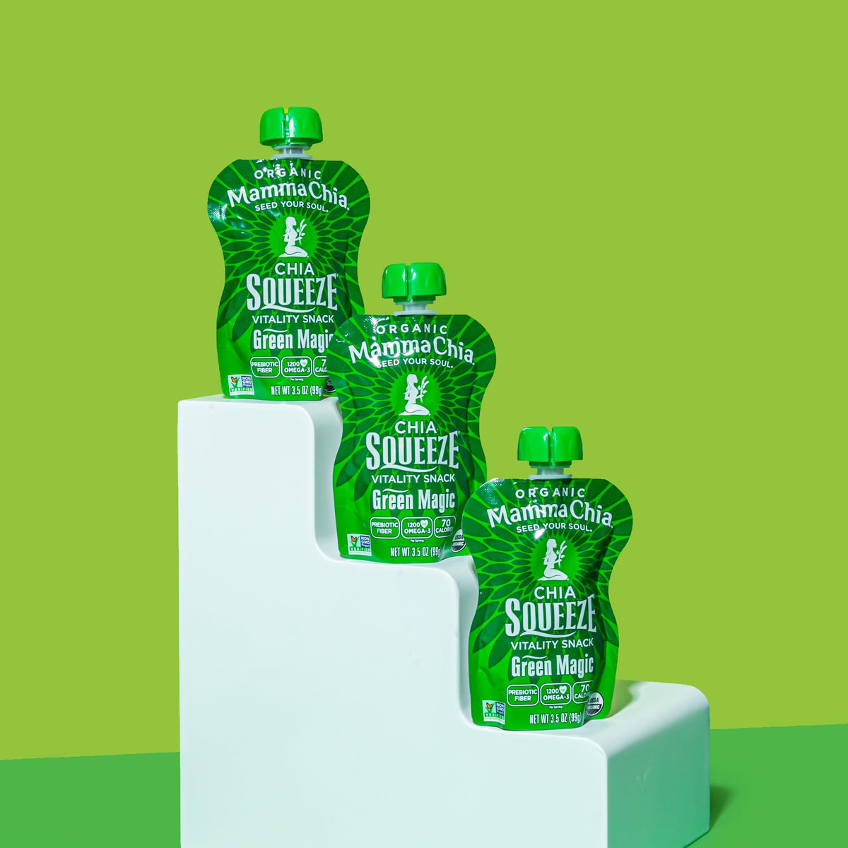 Mamma Chia Chia Squeeze Green Magic Vitality Snack – 16 Pack, 3.5 oz Each, Vegan, Organic, Gluten Free & Non-GMO