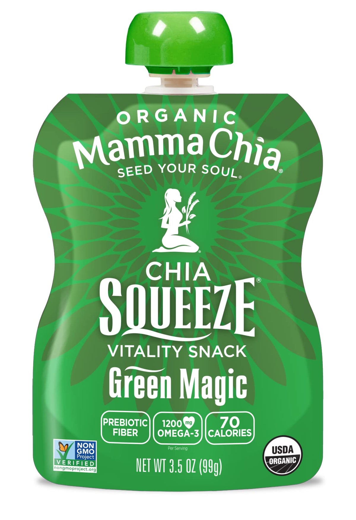 Mamma Chia Chia Squeeze Green Magic Vitality Snack – 16 Pack, 3.5 oz Each, Vegan, Organic, Gluten Free & Non-GMO