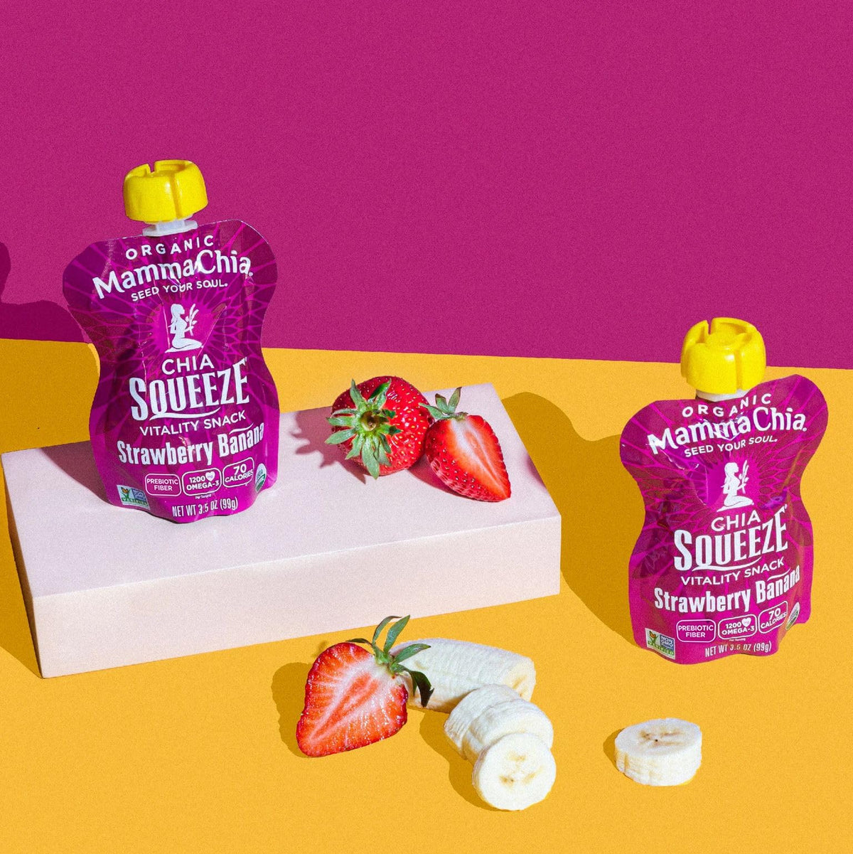 Mammachia Chia Squeeze Strawberry Banana Vitality Snack – 16 Pack, Vegan, Organic, Non-GMO, Gluten Free
