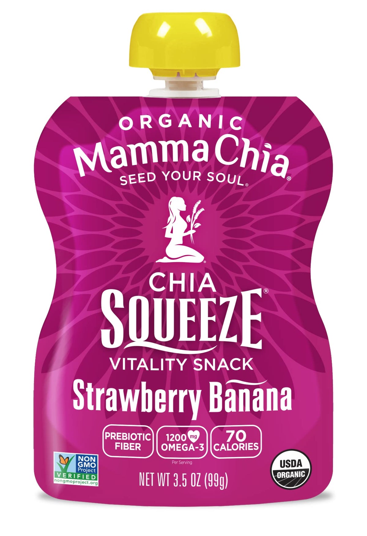 Mammachia Chia Squeeze Strawberry Banana Vitality Snack – 16 Pack, Vegan, Organic, Non-GMO, Gluten Free