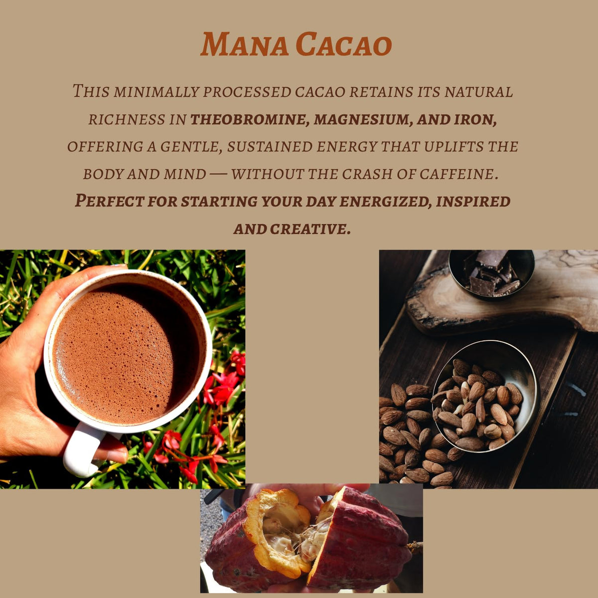 Mana Cacao – 100% Ceremonial Cacao Paste, Costa Rica, Small-Batch, Full-Fat