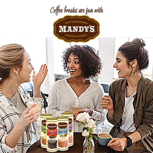 MANDY'S Cookie Thins – Dark Chocolate, 4.6 oz x6, Light & Crispy, Halal