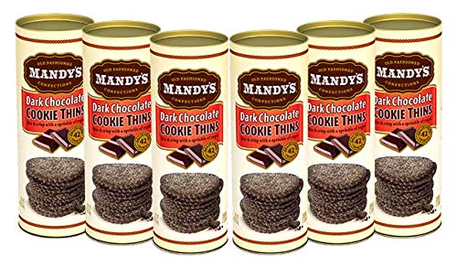 MANDY'S Cookie Thins – Dark Chocolate, 4.6 oz x6, Light & Crispy, Halal
