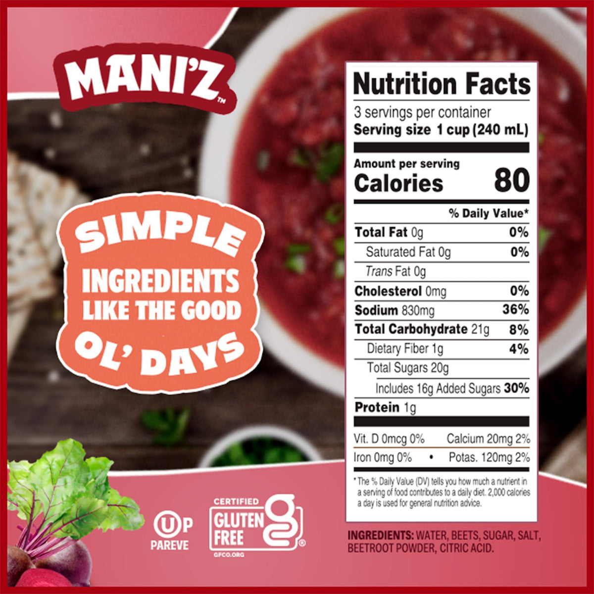 Manischewitz Borscht with Beets | Ready-to-Serve Beet Soup | Gluten-Free, Vegetarian, Kosher (Passover) | 4 Pack