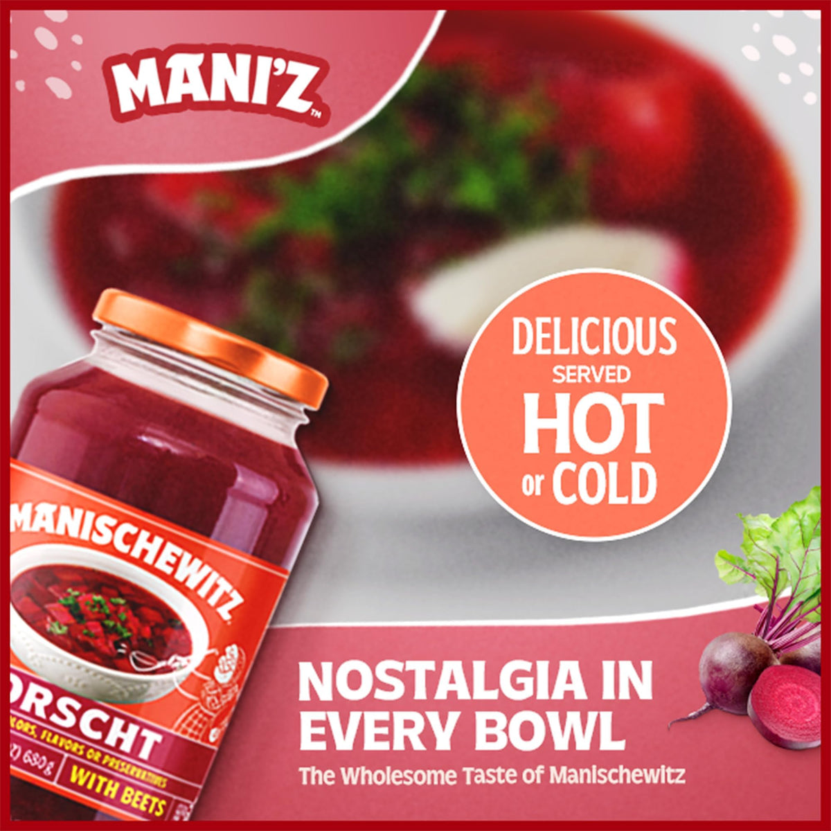 Manischewitz Borscht with Beets | Ready-to-Serve Beet Soup | Gluten-Free, Vegetarian, Kosher (Passover) | 4 Pack