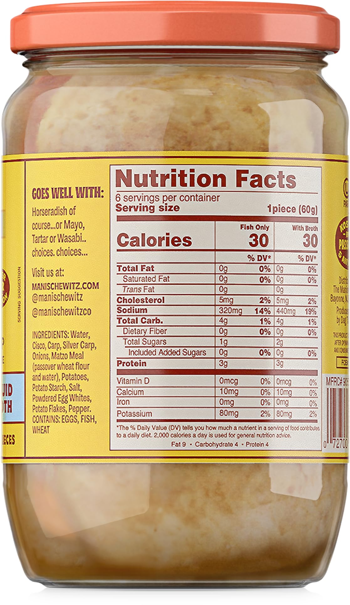 Manischewitz Gefilte Fish in Liquid Broth – Kosher for Passover, 24 oz (Pack of 2)